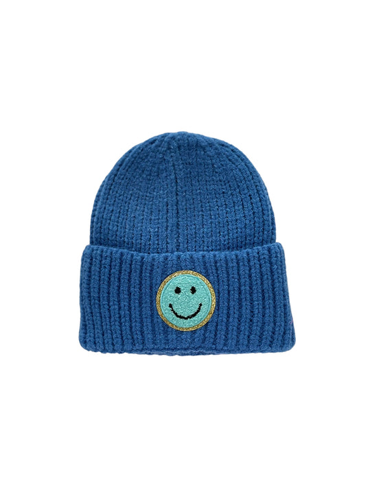 Smiley Patch Beanie (Blue)