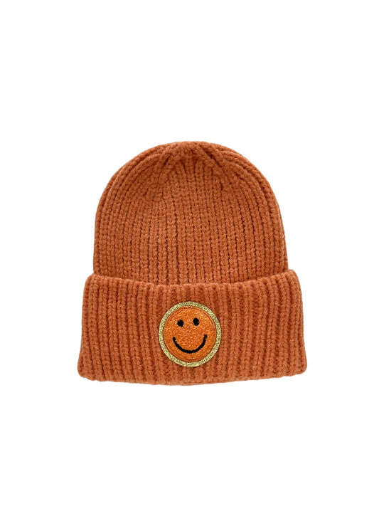 Smiley Patch Beanie (Orange)