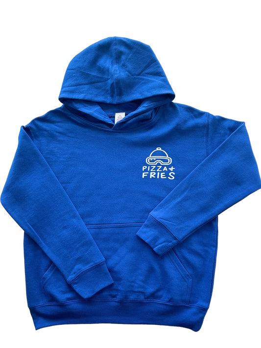 pizza & fries Big Kids Pullover Hoodie (Blue)